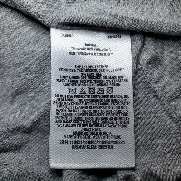 TED BAKER Black Leather Blend Moto Zip Collar Women Motocycle Jacket Sz 4 - Picture 13 of 16